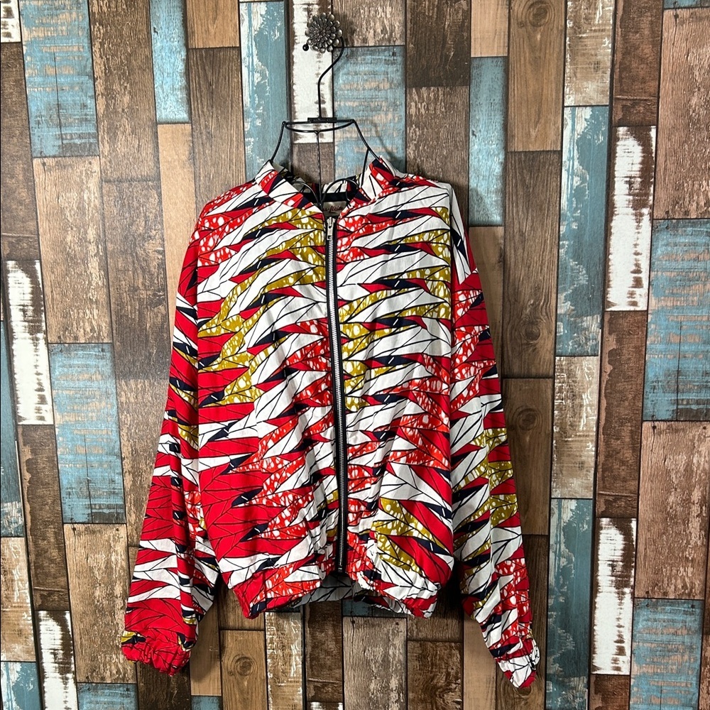Grass-Fields 2xl Rayon Colorful Patterned Jacket - image 1